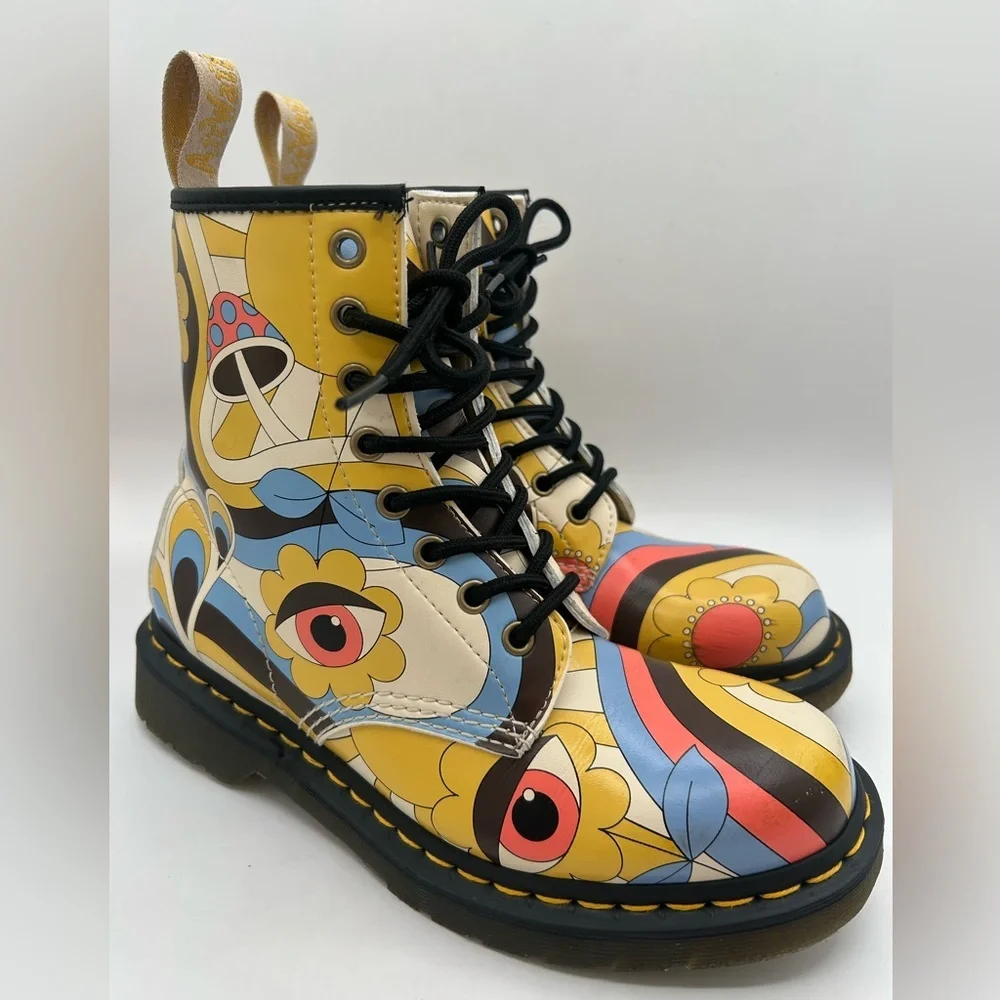 RARE Dr. Martens Vegan Leather 1460 Retro Kemble Lace Up Boots Combat Size 7 Y2K - Picture 4 of 14